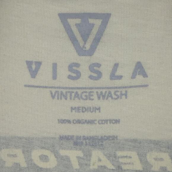 Vissla Vintage Wash Logo T-Shirt Mens Medium Bone Organic Cotton NWT - Picture 2 of 9